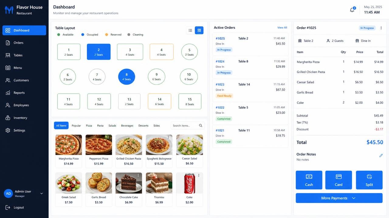 Captura de pantalla: Punto de venta (POS) para restaurantes